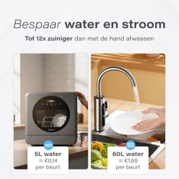 Skoov Mini Vaatwasser met waterreservoir - 3 couverts - 6 wasprogramma's - 45cm - Kleine smalle vrijstaande afwasmachine - Camping - Grijs — thumbnail 12