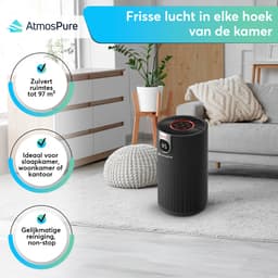 AtmosPure® CleanAir Luchtreiniger - Air Purifier met vervangbaar HEPA 13 + Koolstof filter - CADR 250 m³/h - Zwart - Voor 98 m² - Filtert pollen, huisstofmijtallergenen en fijnstof - 3 standen + stille slaapstand - Luchtkwaliteit Sensor — thumbnail 3