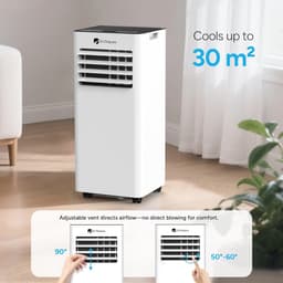Mobiele Air Conditioner 9000 BTU - 4 in 1 Koeling, Ontvochtigen, Ventileren en Slaapmodus met Afstandsbediening — thumbnail 2