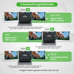 Portable Monitor 2x 15,6 inch Full HD – Laptop Scherm Uitbreider – Draagbare Monitor – Tri Screen – Extra Scherm Laptop – Plug & Play – Solvify — thumbnail 3