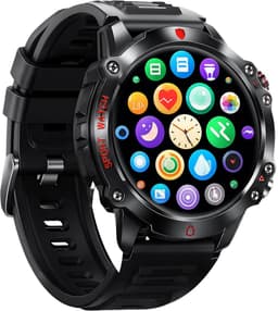 Phreeze Smartwatch Rond - Smartwatch Dames & Heren - Groot Scherm - Met Belfunctie - Hartslagmeter - Stappenteller - Geschikt voor iOS & Android - Zwart — thumbnail 1