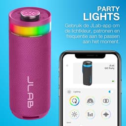 JLab Go Bluetooth Speaker Draadloos - Draagbare Muziekbox - 16 uur Batterijduur - 10 Watt - Bass Boost - IPX6 Waterproof - Multipairing - Instelbare Party Lights - App Equalizer - Roze — thumbnail 10