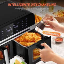 Dubbele Airfryer XXL 10L (2×5L) – 8 Automatische Programma’s – Grote Capaciteit voor 6 Personen – 2500W Krachtig Vermogen – Dual-Zone 2 Manden met SYNC Technologie – Gezond Frituren Zonder Olie – Met Kijkvenster – Zwart — thumbnail 8