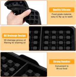 3 stuks wafelinzetstukken - geschikt voor Philips Airfryer 2000 Series NA229/00 - 24*18*4cm - zwart — thumbnail 4