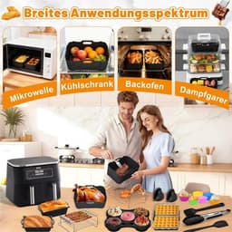 Ninja Heteluchtfriteuse Accessoires - Airfryer Accessoires Gescht voor Ninja Foodi Max Dual Zone AF400EU AF451EU 9,5L, Siliconenvorm Heteluchtfriteuse voor Russell Hobbs 2 Kamers 9L — thumbnail 7