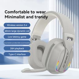 Ntech - Gaming Headset met Microfoon en RGB Light Wit - koptelefoon draadloos - Draadloze Game Headset 2.4GHz, USB C Geschikt voor PlayStation 5, - Bluetooth Gaming Headsets — thumbnail 9