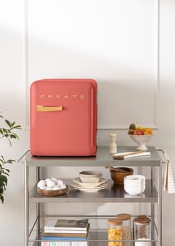 CREATE - Koelkast in retrostijl - Terracotta - Handvat Hout - FRIDGE RETRO 48L — thumbnail 4