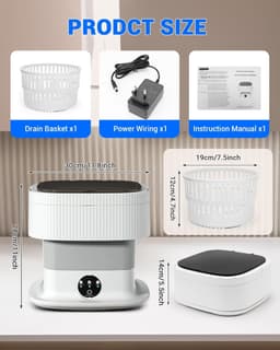 Mini Wasmachine met Centrifuge - Voor Kleine Wasgoed - Meerdere Programma's - — thumbnail 4