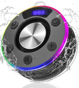 Bluetooth Speaker Klein, Douche Speaker met LED Licht, Zuignap en Microfoon, IPX7 Waterdichte Douche Radio, Muziekbox voor Strand, Feest — thumbnail 1