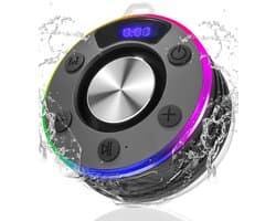 Bluetooth Speaker Klein, Douche Speaker met LED Licht, Zuignap en Microfoon, IPX7 Waterdichte Douche Radio, Muziekbox voor Strand, Feest