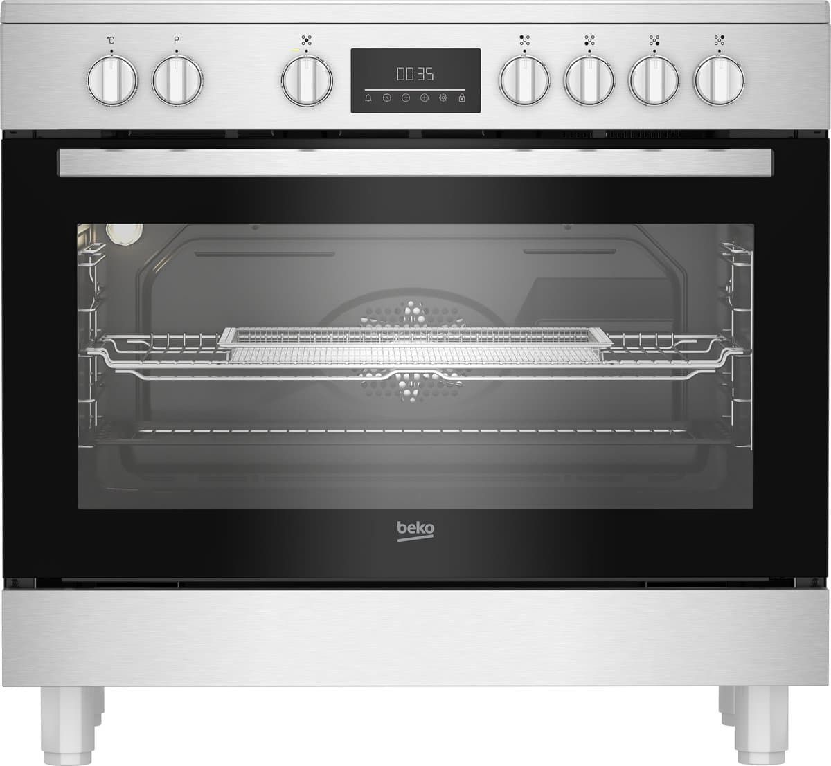 Beko BGM 30203 EX, Vrijstaand fornuis, Roestvrijstaal, Draaiknop, Touch, Roestvrijstaal, LED, Emaille — afbeelding 1