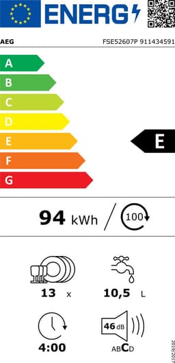 AEG FSE52607P - Inbouwvaatwasser - Volledig ingebouwd - 13 couverts - E — thumbnail 2