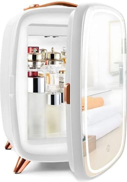 Skincare Fridge 4L - Organizer met Hollywood Spiegel met Verlichting - Make up Koelkast - Beauty Fridge - Wit — thumbnail 1