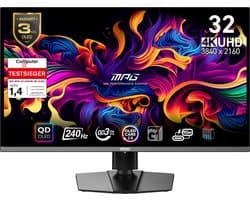 MSI MPG 321URXDE QD-OLED computer monitor 80 cm (31.5") 3840 x 2160 Pixels 4K Ultra HD Zwart