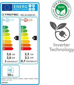 TROTEC Airconditionter voor muurbevestiging - zonder buitenunit PAC-W 2650 SH met verwarmingsfunctie — thumbnail 8
