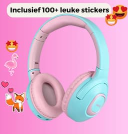WiseQ Onbreekbare Draadloze Kinderkoptelefoon – Koptelefoon Kind Geluidsdempend – Draadloze Koptelefoon Kind Bluetooth – Over Ear – 45 Uur Batterij – Met Microfoon – Volumebegrenzer – Mintgroen Roze — thumbnail 11