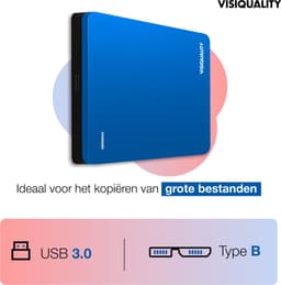 VisiQuality High-Speed Externe Harde Schijf 500 GB - Draagbare Harde Schijf USB 3.0 - Voor Windows & Mac - Xbox & PS4 games - Compact - Blauw — thumbnail 7