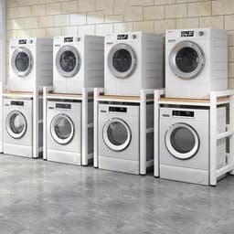Wasmachine Droger Stapelrek - Opbergrek Boven Wasmachine - Ruimte Besparen - Verstelbare Hoogte - 400 kg Laadvermogen - Wit — thumbnail 2