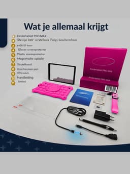 DYNA® Kindertablet Deplay - Kinder Tablet Deplay - Kindertablet Deplay Pro - Roze - 23cm x 13cm x 1cm — thumbnail 3