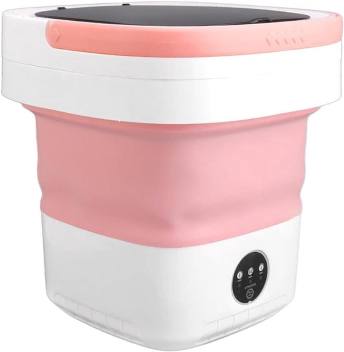 Opvouwbare mini wasmachine met 7,5 liter inhoud, volautomatische werking en zachte droogfunctie, ideaal voor ondergoed in een stijlvolle roze kleur — afbeelding 1