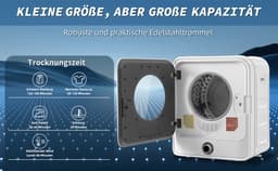 Re-purelife® luchtafvoerdroger 3 kg - wasdroger van roestvrij staal - droogtrommel met 5 programma’s en oververhittingsbeveiliging - wandmontage design - wit 49,5 × 43,5 × 59,5 cm — thumbnail 14