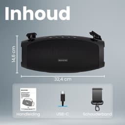 Auronic Boombox - Bluetooth Speaker - Draadloos - Muziek box - AUX en SD-kaart Aansluiting - Zwart — thumbnail 8