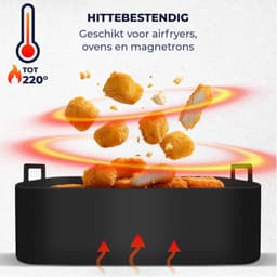 Fentic Airfryer Siliconen Bakje + Oven Wanten – 20,5 cm - Geschikt voor Philips, Cosori, Ninja, Tefal, Cecotec – Accessoires voor Airfryers - Zwart — thumbnail 4