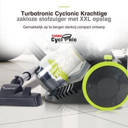 TurboTronic CV07 Stofzuiger zonder zak - Compact Design - Hoge Zuigkracht - Zakloze Stofzuiger - Zwart/Groen — thumbnail 2
