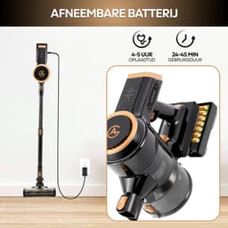 AG4200 Steelstofzuiger Draadloos - Premium Gold - Stofzuiger Zonder Zak - Geschikt voor Dierenharen - Krachtig - Kruimeldief - Draadloze Stofzuigers - Steelstofzuigers - Kruimelzuiger - Compact & Licht - LED verlichting Zuigmond — thumbnail 4