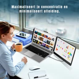 SVN®Professionele Portable Monitor Pro 2024 - Full HD - 13” / 16,5” Tri-Screen - Laptop Scherm Uitbreider - Zwart - ‎36cm x 21cm x 4cm — thumbnail 4