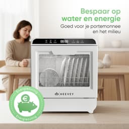 Heevey Mini Vaatwasser - Vrijstaande vaatwasser - Campingvaatwasser - 5 Wasprogramma's - Afwas - Sterilisatiesysteem - Droogfunctie 75°C — thumbnail 6