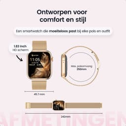 Siltcon® Seréa Smartwatch Dames - Horloge Dames - Stappenteller Horloge Dames - Hartslagmeter - Slaapmonitor - Saturatiemeter - Belfunctie - Geschikt voor iOS/Android - AMOLED - RVS - Elke pols - Incl. 5 Bandjes — thumbnail 11