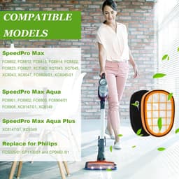 6 stucks - 1 rolborstel + 4 filterpatronen + 1 klein wit borsteltje -Vervangend Filterset voor Philips stofzuiger FC6728/FC6727/FC6822/FC6812 -filters Compatibel met Philips SpeedPro Max-serie 7000-serie 8000-serie — thumbnail 2