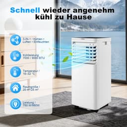 NETTLIFE Mobiele Airco 3-in-1 | 9000 BTU | Met Afvoerslang | Afstandsbediening LED Display Timer Wielen & Draaggreep | Voor Ruimtes Tot 25 m² — thumbnail 8