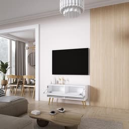 Tv-meubel 100 cm - Kast met plank - Woonkamer opbergen - Met metalen poten - 100x32x52 cm - Kasjmier — thumbnail 2