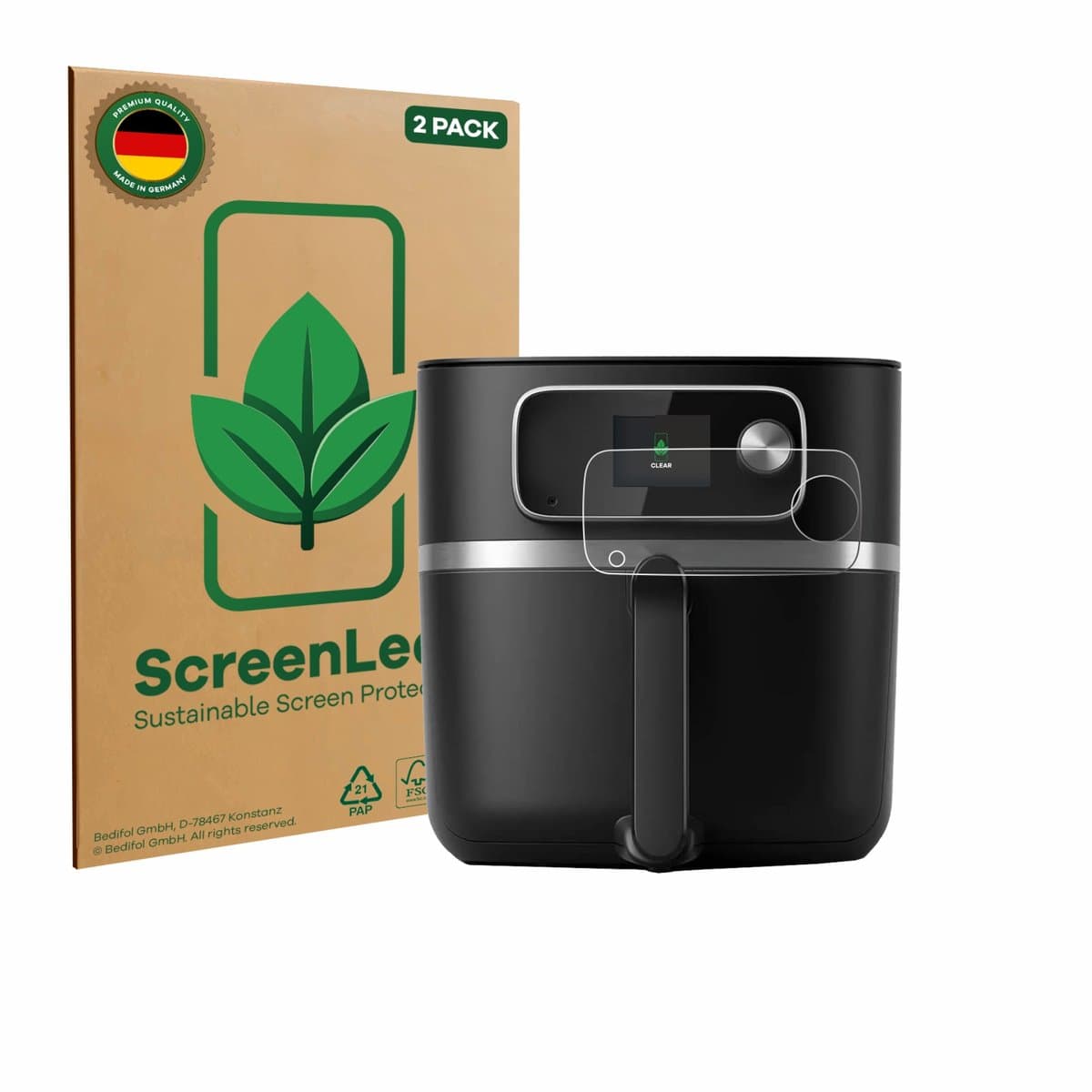 ScreenLeaf - Screenprotector voor Philips Airfryer HD9880/90 - Duurzame schermbescherming Folie Beschermfolie transparant 2 Stuks — afbeelding 1