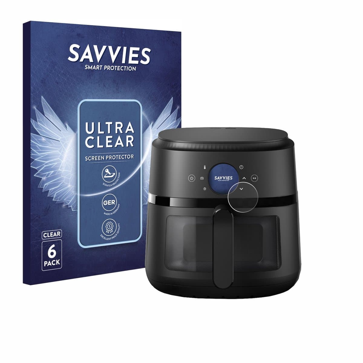 Savvies - Screenprotector voor Philips Airfryer 2000 Gen 2 6,2L - Folie Beschermfolie transparant 6 Stuks — afbeelding 1