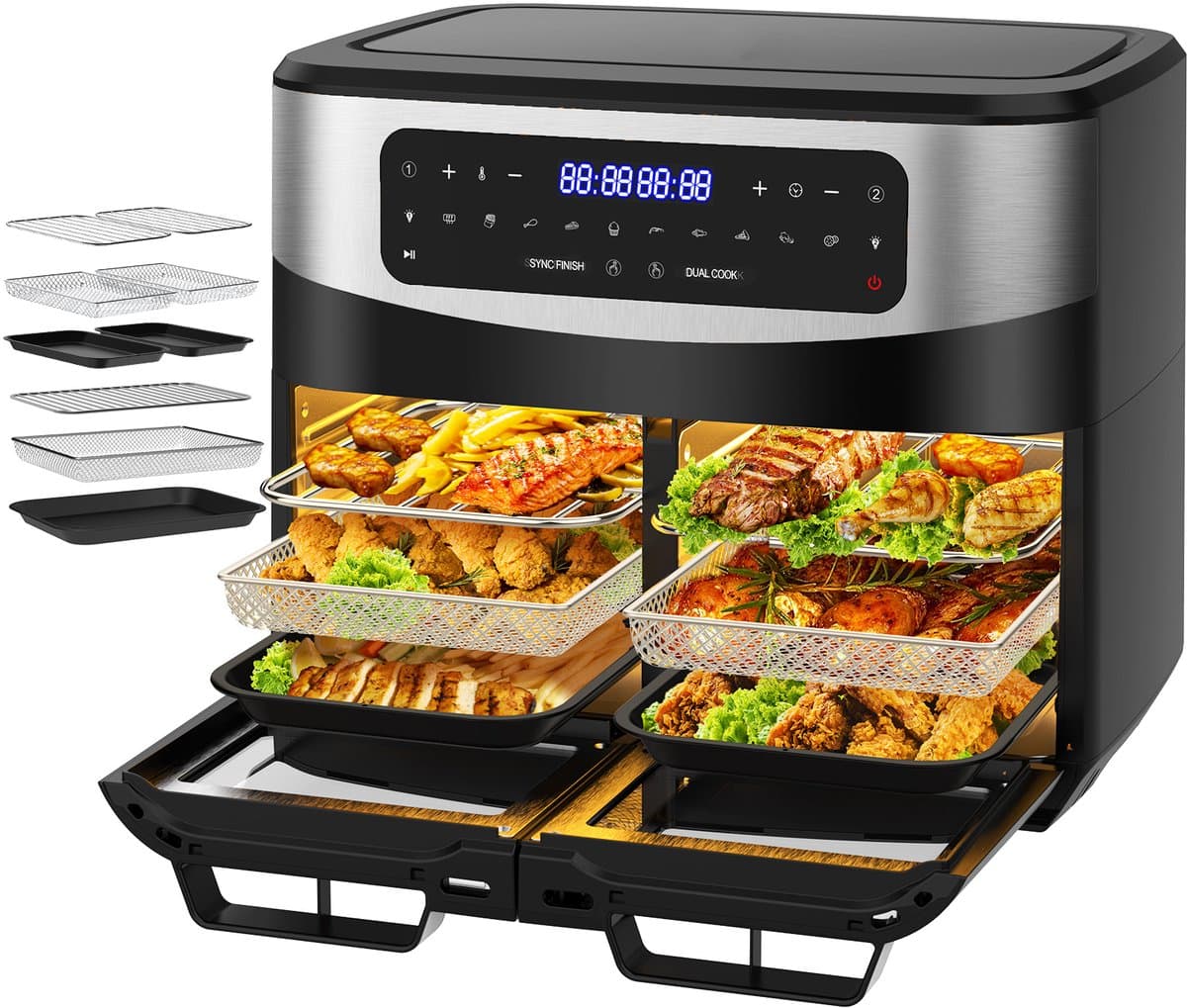 House of Balance Dubbele Airfryer XXL 12L - Airfryer Dubbel met Kijkvensters - Airfryer Oven incl Accessoires - Airfryers - 10 Programma's - Touchscreen — afbeelding 1