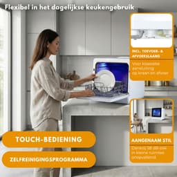 Sommertal SP9 Mini-vaatwasser | Tafelvaatwasser voor 1 tot 5 personen | borden tot 28 cm | 10+1 functies | Kleine compacte vaatwasser | vrijstaand, led, touch, 5 l waterreservoir & vaste aansluiting [energieklasse D] — thumbnail 4