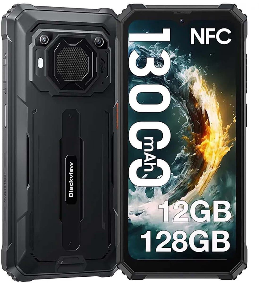Blackview BV6200 Pro Robuuste Smartphone 4G - 12GB RAM - 128GB - 6,56 inch - 13000mAh - IP68/IP69K Outdoor telefoon - Dual SIM - Android 14 - NFC - GPS - Zwart — afbeelding 1