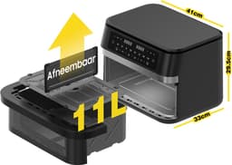Dewelling XXL Dual Zone Heteluchtfriteuse DUAF-LR-100A 11L – 2950W Airfryer met Zichtvenster en Uitneembare Scheidingswand — thumbnail 7