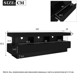 TV Meubel 160 cm met RGB LED Verlichting en Opbergruimte — thumbnail 7