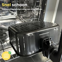 COOK-IT Airfryer 6L XL - 1600W - 8 Programma’s - Touchscreen - Vaatwasserbestendige Mand - Warmhoudfunctie - Shake Reminder - Matzwart — thumbnail 5