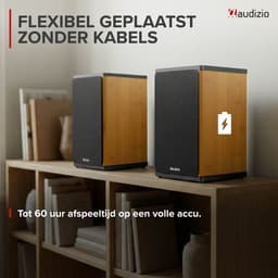 Draadloze speakers - Audizio BS20 speakerset - Luidspreker boxen met Bluetooth - Oplaadbare accu - Bamboe — thumbnail 2