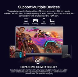 Arzopa A3C Pro - Portable Full HD OLED Monitor - Space Grey - Incl Sleeve - Hoge kleurechtheid - 1ms - 13 inch — thumbnail 6
