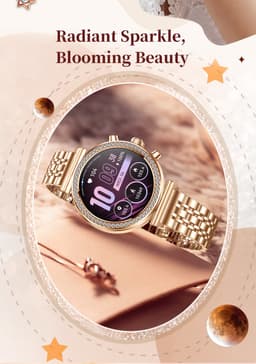 Knobbout Luxe Dames Smartwatch 1.27” met Kristallen – Bluetooth Bellen – HD Touchscreen – Hartslag, Bloeddruk & SpO₂ Monitoring – Vrouwelijke Gezondheidsfuncties – AI spraakassistent– IP68 Waterdicht – Zilver stalen band — thumbnail 16
