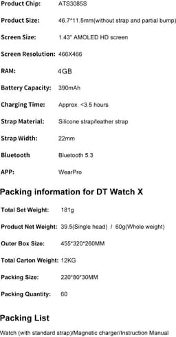 Knobbout 1.43 inch AMOLED-scherm met 3D-ontwerp Smartwatch - Slimme opnamefunctie- 4 GB interne opslag - MP4-video-ondersteuning - Nieuwste ATS3085S Gen 2-chipset - Ingebouwde kompasfunctie - Zwart staal+ zwart lederen + blauwe siliconen horlogeban — thumbnail 5