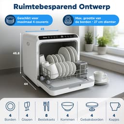 Amenzo® - Mini Vaatwasser - Inclusief App - Energielabel A - 900 Watt - 5 Programma's - Wit - Afwasmachine - Met Waterreservoir — thumbnail 9