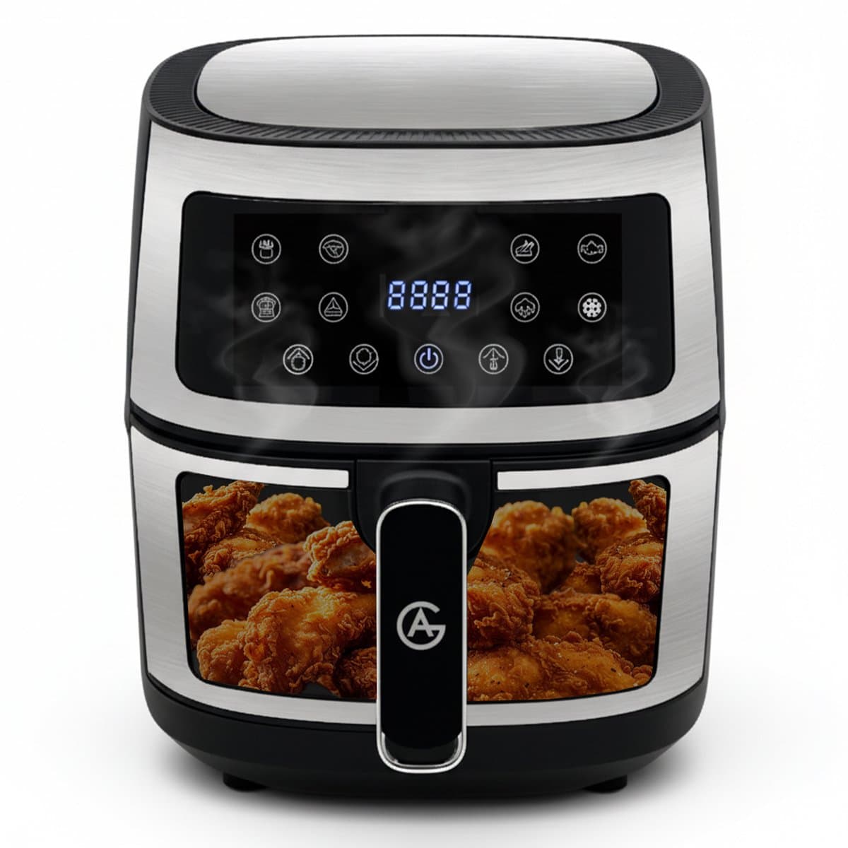 AG5300 Airfryer XXL Premium Zilver – 5.5L Hete Luchtfriteuse – Digitaal Display – 8 Programma’s – Anti-aanbak – Vaatwasserbestendig – Extreem Stil – Gezond Koken Zonder Olie – Inclusief Receptenboek — afbeelding 1