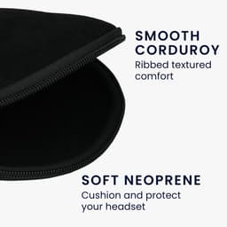 kwmobile headset case geschikt voor Anker Soundcore Q20i hoes - 22,5 x 17 cm - Koptelefoon cover met rits - Neopreen en ribfluweel - In zwart — thumbnail 7